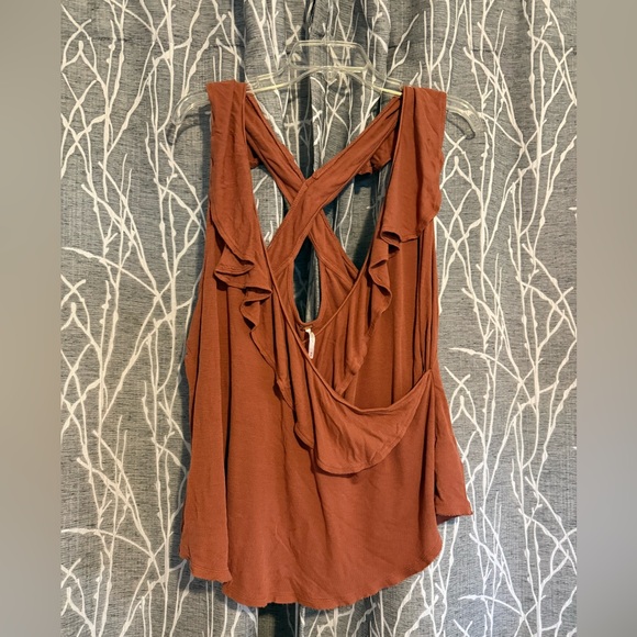 Free People Tops - Free People Rust Brown Sleeveless Top with Ruffle Detail size M
